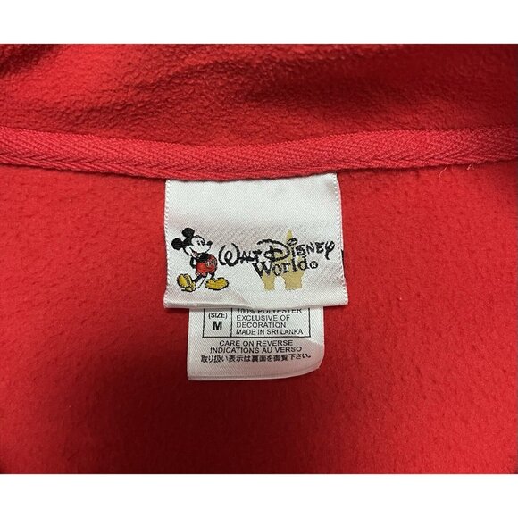 Walt Disney World Pullover Zip Up Sweater Red Christmas Mickey Mouse Medium - Picture 4 of 6
